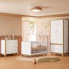 Quarto de Bebê Completo 3 Peças Berço, Cômoda e Guarda-Roupa Doce Encanto Espresso Moveis Branco Acetinado Quarto de Bebê Completo 3 Peças Berço, Cômoda e Guarda-Roupa Doce Encanto Espresso Moveis Branco Acetinado
