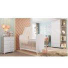 Quarto de Bebê Completo Algodão Doce com Guarda-Roupa 2 Portas, Cômoda e Berço Espresso Móveis