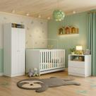 Quarto de Bebê Completo Bala de Menta com Colchão Incluso Berço Encanto GuardaRoupa 2 Portas e Cômoda 2 Gavetas Multimóveis Branco