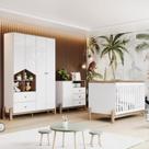 Quarto de Bebê Completo Berço 2 em 1 Guarda Roupa 4 portas e Cômoda Ternura Henn