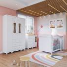 Quarto de Bebê Completo Berço 3 em 1, Guarda-roupa 4 Portas e Cômoda 100% MDF Aurora Espresso Móveis