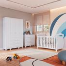 Quarto de Bebê Completo Berço 3 em 1, Guarda-roupa 4 Portas e Cômoda 100% MDF Nina Espresso Móveis