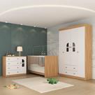 Quarto De Bebê Completo Berço 3 Em 1 Para Colchão 130x60cm Amora Multimóveis MP4549 Madeirado-branco