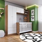 Quarto de Bebê Completo Berço 3x1 com Colchão e Guarda-Roupa