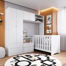 Quarto de Bebê Completo Berço 3x1 com Cômoda e Guarda-Roupa