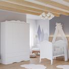 Quarto de Bebê Completo Berço Americano 2 em 1 Provençal Guarda Roupas 4 Gavetas 4 Portas 100% MDF Quarto de Bebê Completo Berço Americano 2 em 1 Provençal Guarda Roupas 4 Gavetas 4 Portas 100% MDF