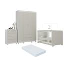 Quarto De Bebê Completo Berço Americano 3 Em 1 Colchão Allegra Multimóveis MP4602 Branco-off White