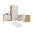 Quarto De Bebê Completo Berço Americano 3 Em 1 Colchão Allegra Multimóveis MP4606 Madeirado-branco