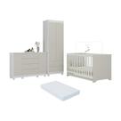 Quarto De Bebê Completo Berço Americano 3 Em 1 Colchão Allegra Multimóveis MP4610 Branco-off White