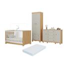Quarto De Bebê Completo Berço Americano 3 Em 1 Colchão Dengo Multimóveis MP4612 Madeirado-off White