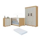 Quarto De Bebê Completo Berço Americano 3 Em 1 Colchão Doçura Multimóveis MP4666 Madeirado-off White
