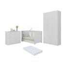 Quarto De Bebê Completo Berço Americano 3 Em 1 Colchão Encanto Multimóveis MP4605 Branco Quarto De Bebê Completo Berço Americano 3 Em 1 Colchão Encanto Multimóveis MP4605 Branco