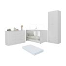 Quarto De Bebê Completo Berço Americano 3 Em 1 Colchão Encanto Multimóveis MP4609 Branco Quarto De Bebê Completo Berço Americano 3 Em 1 Colchão Encanto Multimóveis MP4609 Branco