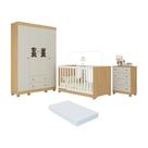 Quarto De Bebê Completo Berço Americano 3 Em 1 Colchão Fofura Multimóveis MP4665 Madeirado-off White