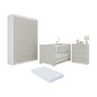 Quarto De Bebê Completo Berço Americano 3 Em 1 Colchão Realeza Multimóveis MP4603 Branco-off White