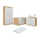 Quarto De Bebê Completo Berço Americano 3 Em 1 Colchão Realeza Multimóveis MP4607 Madeirado-branco