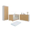 Quarto De Bebê Completo Berço Americano 3 Em 1 Colchão Realeza Multimóveis MP4611 Branco-madeirado