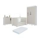 Quarto De Bebê Completo Berço Americano 3 Em 1 Colchão Suspiro Multimóveis MP4640 Branco-off White