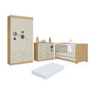 Quarto De Bebê Completo Berço Americano 3x1 Colchão Pirulito Multimóveis MP4637 Madeirado-off White