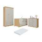 Quarto De Bebê Completo Berço Americano 3x1 Colchão Realeza Multimóveis MP4607 Madeirado-off White