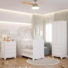 Quarto de Bebê Completo Berço Americano Ben 3 Em 1 Cômoda Júnior Simples 4 Gavetas Guarda Roupa Júnior 2 Portas 3 Gavetas