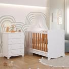 Quarto de Bebê Completo Berço Americano Ben 3 Em 1 Cômoda Júnior Simples 4 Gavetas MDF Faura