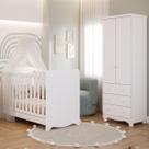 Quarto de Bebê Completo Berço Americano Ben 3 Em 1 Guarda Roupa Júnior 2 Portas 3 Gavetas MDF Faura