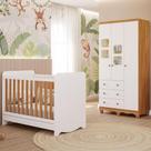 Quarto de Bebê Completo Berço Americano Ben 3 Em 1 Mini cama Mini sofá Guarda Roupa Uli 3 Portas 3 Gavetas MDF