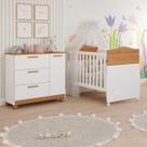 Quarto de Bebê Completo Berço Americano Cômoda 3 Gavetas 1 Porta Lírio 100% MDF