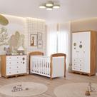 Quarto de Bebê Completo Berço Americano Guarda Roupas 3 Portas Cômoda 4 Gavetas MDF Faura