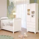 Quarto de Bebê Completo Berço Americano Marquesa 3 Em 1 Guarda Roupa Uli 2 Portas 3 Gavetas MDF