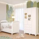 Quarto de Bebê Completo Berço Americano Marquesa 3 Em 1 Guarda Roupa Uli 3 Portas 3 Gavetas MDF