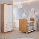 Quarto de Bebê Completo Berço Americano Uli Guarda Roupa Smin 2 Portas 3 Gavetas 100% MDF