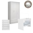 Quarto de Bebê Completo Berço Colchão Light Guarda Roupa Cômoda Doce Sonho Branco Qmovi Ortobom