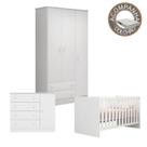 Quarto de Bebê Completo Berço Colchão Light Guarda Roupa Cômoda Doce Sonho Branco Qmovi Ortobom