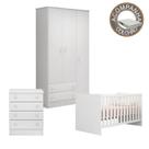Quarto de Bebê Completo Berço Colchão Light Guarda Roupa Cômoda Doce Sonho Branco Qmovi Ortobom