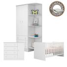 Quarto de Bebê Completo Berço Colchão Light Guarda Roupa Cômoda Doce Sonho Branco Qmovi Ortobom
