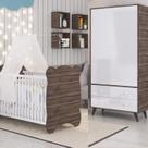 Quarto de Bebê Completo Berço com Guarda roupa 2 Portas 2 Gavetas Pipoca