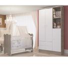 Quarto De Bebê Completo Berço Com Guarda Roupa 3 Portas 2 Gavetas 2 Nichos Algodao Doce