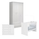 Quarto de Bebê Completo Berço Guarda Roupa Cômoda Doce Sonho Branco Qmovi