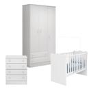 Quarto de Bebê Completo Berço Guarda Roupa Cômoda Doce Sonho Branco Qmovi