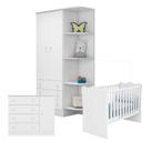 Quarto de Bebê Completo Berço Guarda Roupa Cômoda Doce Sonho Branco Qmovi