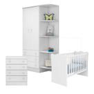 Quarto de Bebê Completo Berço Guarda Roupa Cômoda Doce Sonho Branco Qmovi