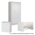 Quarto de Bebê Completo Berço Guarda Roupa Cômoda Doce Sonho Branco Qmovi