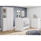 Quarto de Bebê Completo Berço Mini Cama Guarda Roupa 3 Portas 2 Gavetas e Cômoda 5 Gavetas Bala de Menta Henn