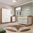 Quarto de Bebê Completo Berço Minicama Guarda-roupa 4 Portas e Cômoda 100% Mdf Nina Espresso Móveis