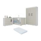 Quarto De Bebê Completo C- Berço Americano 3 Em 1 Colchão Doçura Multimóveis MP4662 Branco-off White