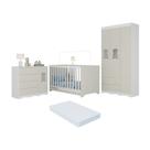 Quarto De Bebê Completo C- Berço Americano 3 Em 1 Colchão Doçura Multimóveis MP4670 Branco-off White