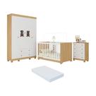 Quarto De Bebê Completo C- Berço Americano 3 Em 1 Colchão Fofura Multimóveis MP4665 Madeirado-branco
