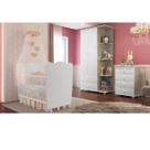 Quarto de Bebê Completo com 1 Berço Cama 1 Roupeiro 1 Cômoda Sol
